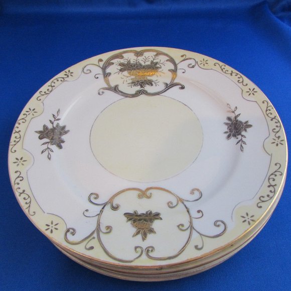 Vintage hand painted dessert plates ~ Set of four